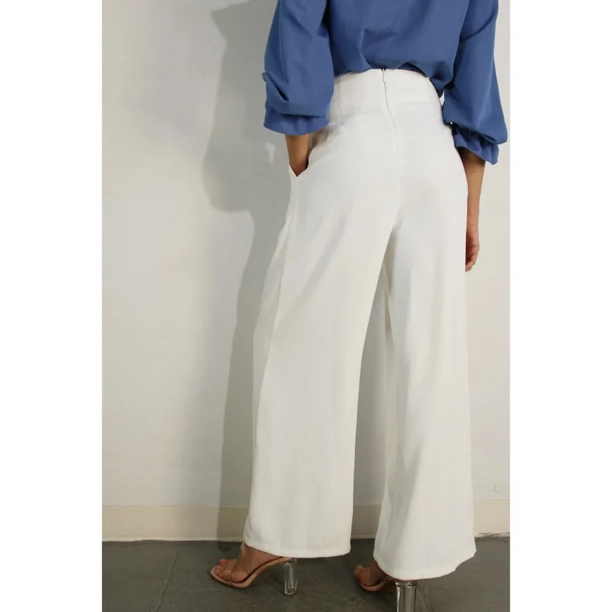 Front Pleated Pants WHITE