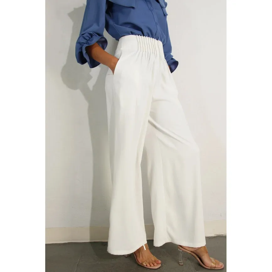 Front Pleated Pants WHITE