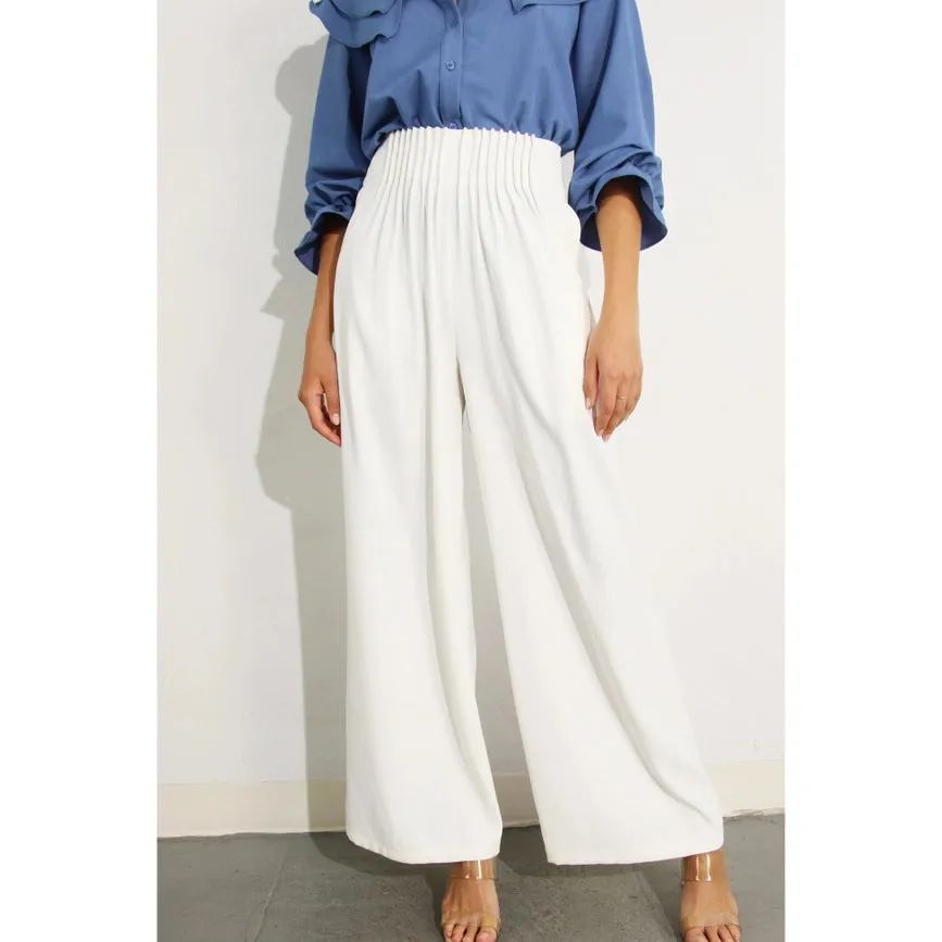 Front Pleated Pants WHITE