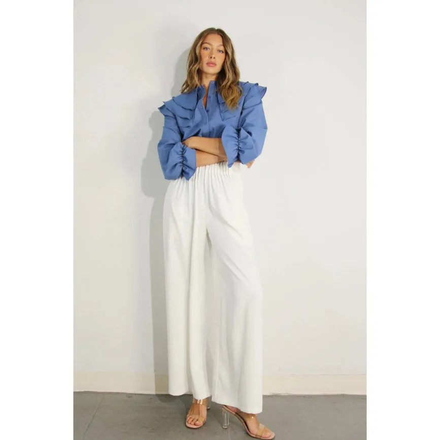 Front Pleated Pants WHITE