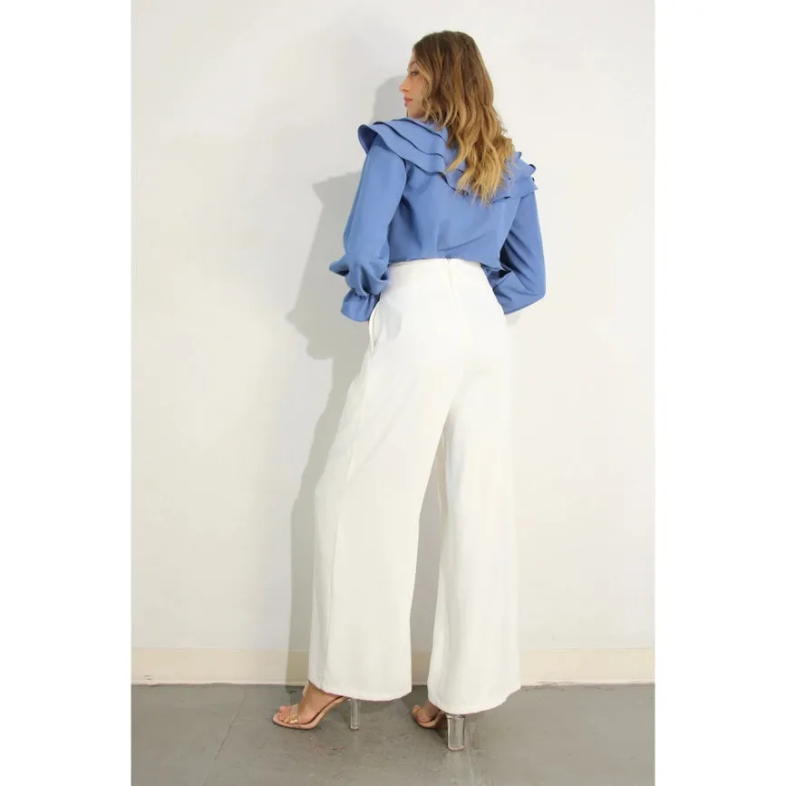 Front Pleated Pants WHITE