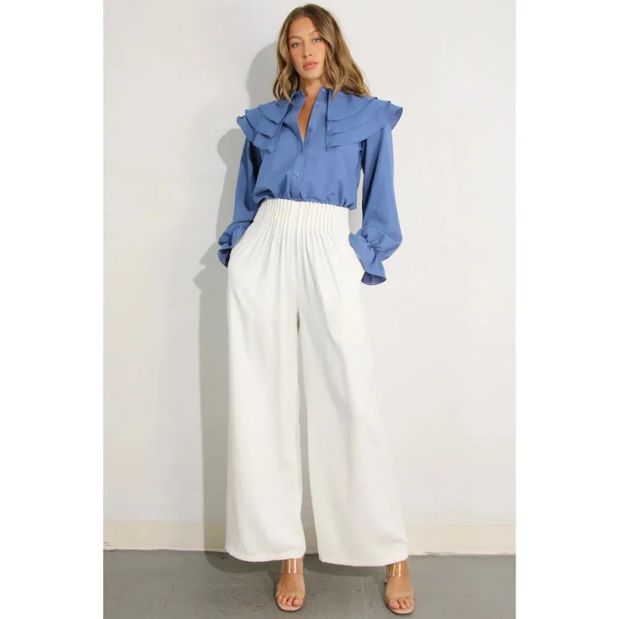 Front Pleated Pants WHITE