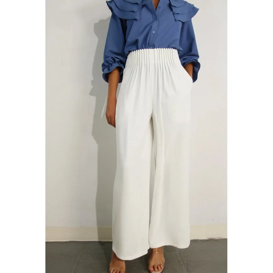 Front Pleated Pants WHITE