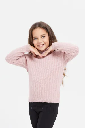 Girls Pink High Neck Pullover