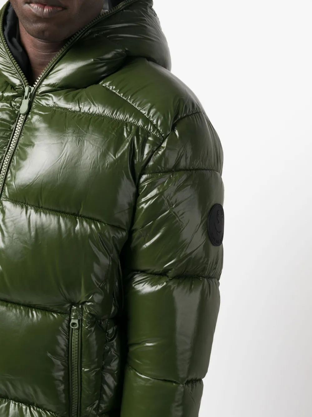 glossy-finish padded jacket