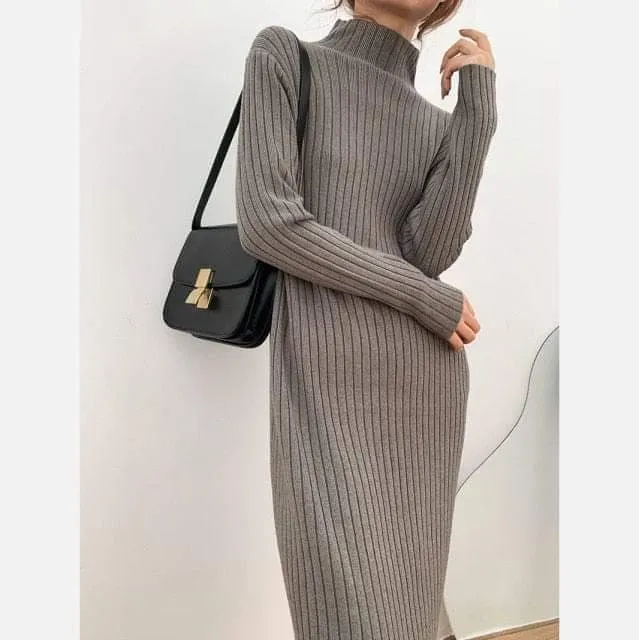 Jenna Solid Knitted Cotton Dress