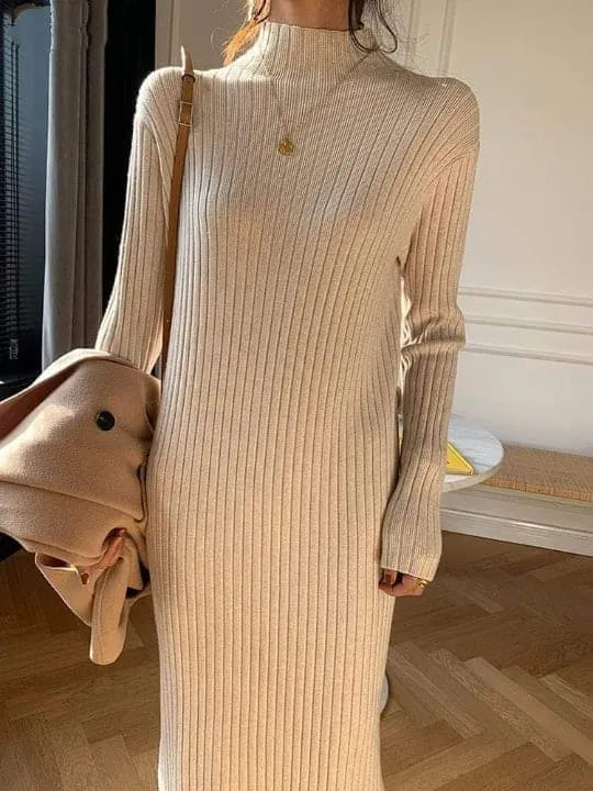 Jenna Solid Knitted Cotton Dress