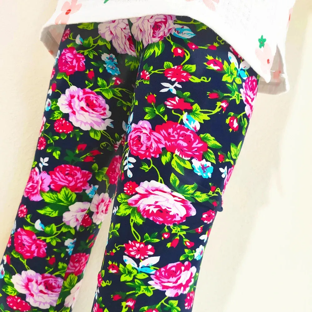 Kids Girl Floral Print Slim Fit Leggings/Trousers