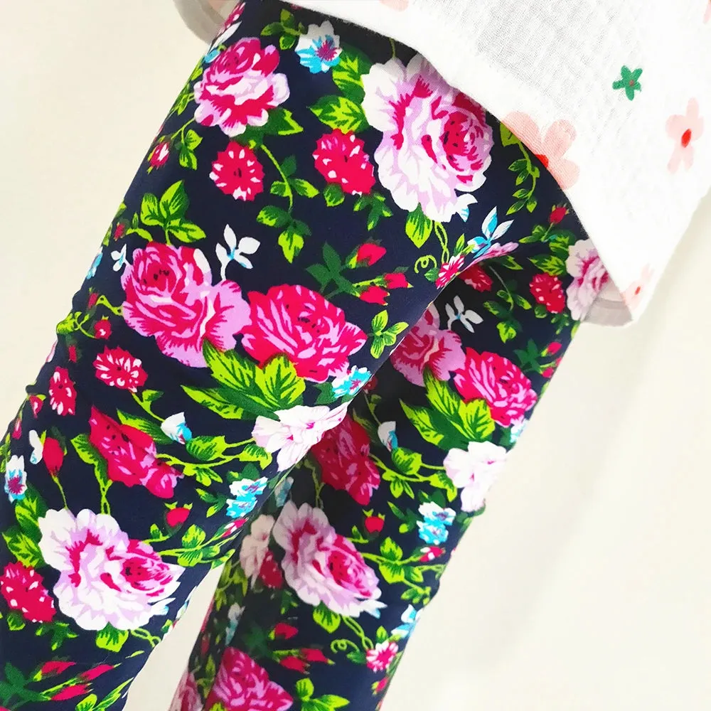 Kids Girl Floral Print Slim Fit Leggings/Trousers