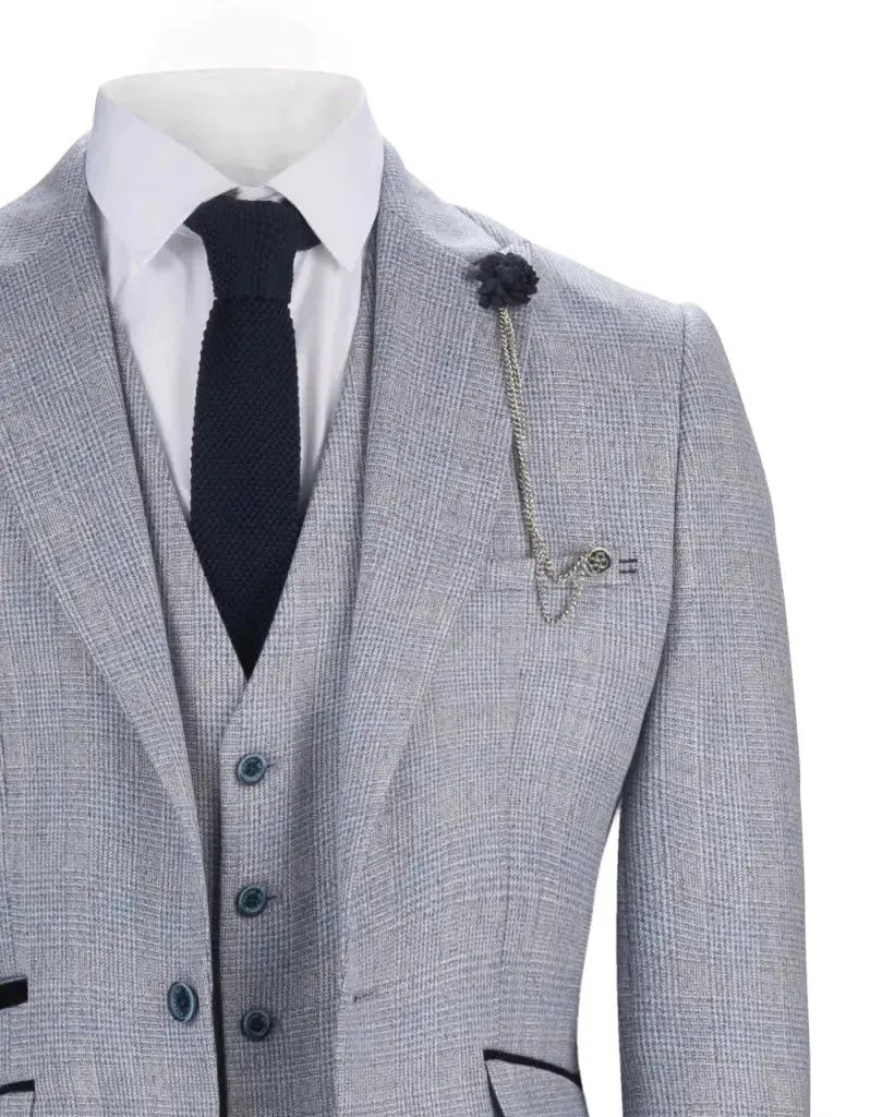 Light Blue 3-Piece Suit Cavani Caridi Sky Blue