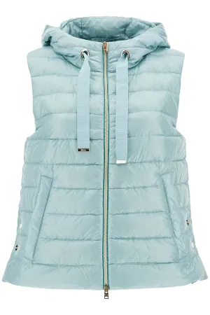 Light Blue Quilted Nylon Gilet With Hood