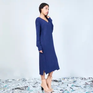 Long knit sweater dress with cable details wholesale