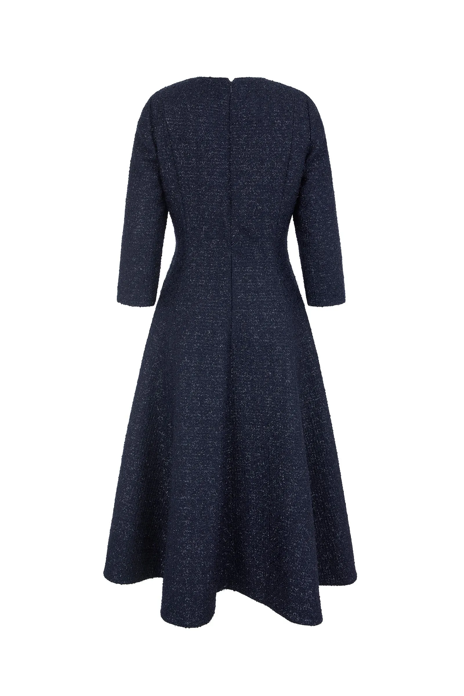 Lucy Midi Dress Metallic Tweed Navy