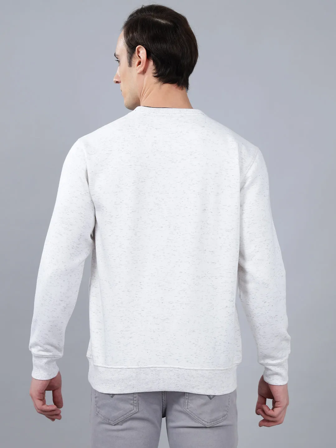 Men's Solid Off White Round Neck Sweatshirt