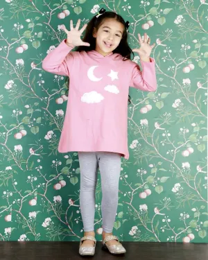 Moon Magic Girls Hooded Sweater Dress with Grey Leggings