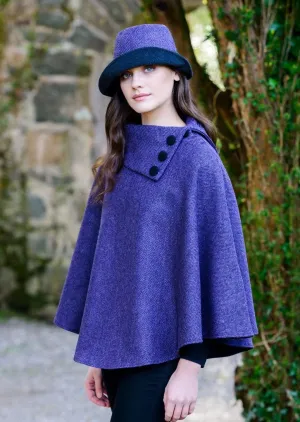 Mucros Poncho | Purple Herringbone