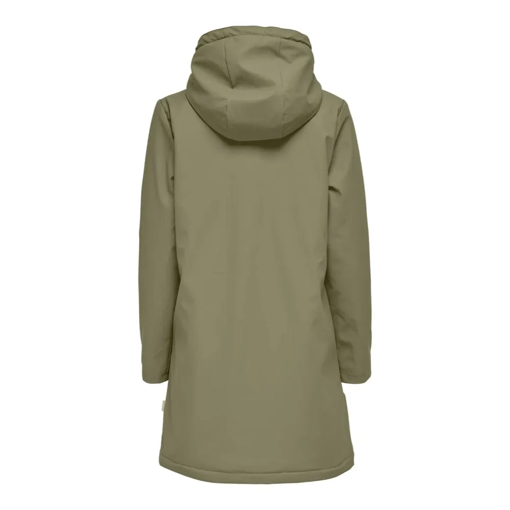 ONLY Rain Jacket With Teddy Lining in Green