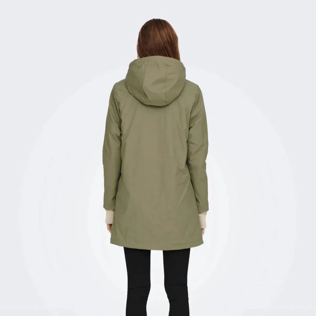 ONLY Rain Jacket With Teddy Lining in Green