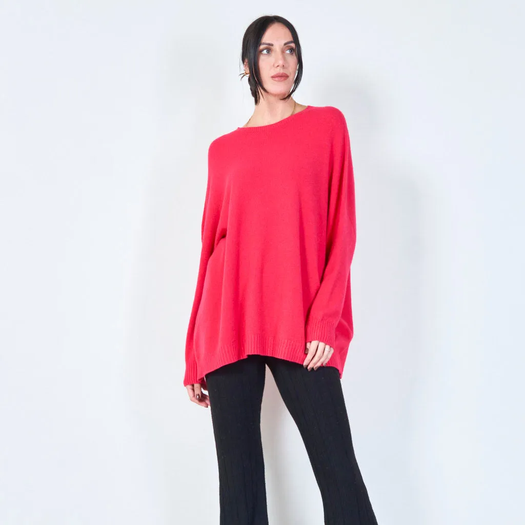 Oversized crew neck knit sweater wholesale