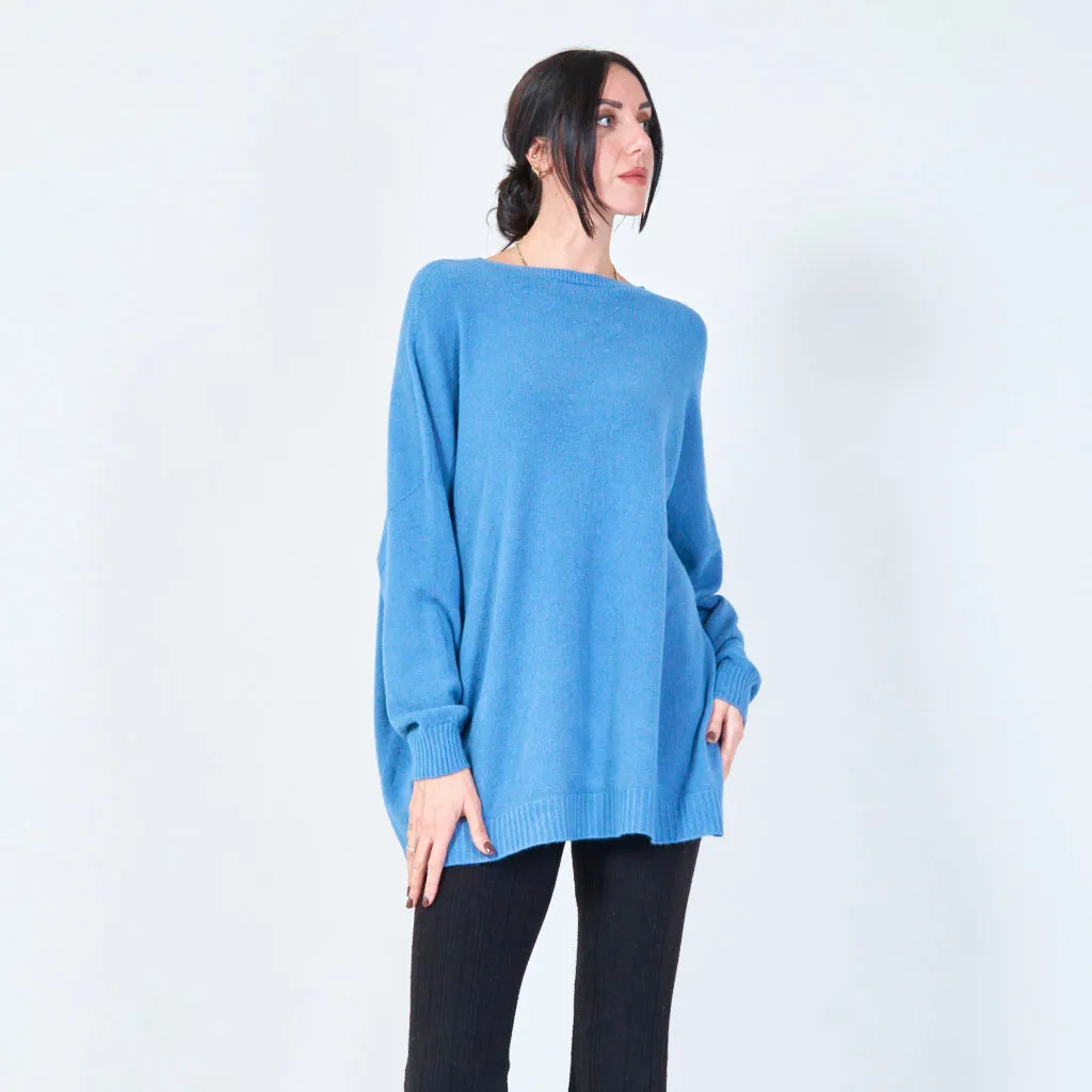 Oversized crew neck knit sweater wholesale