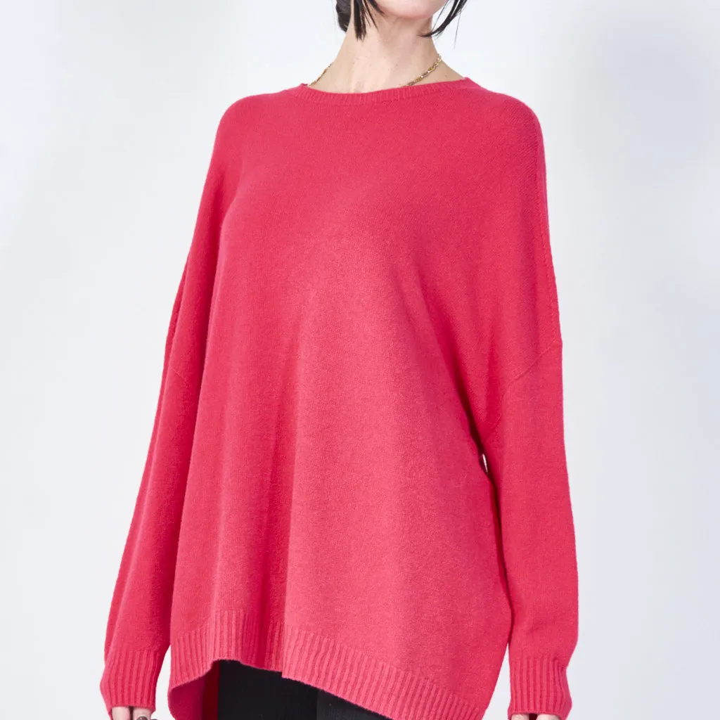 Oversized crew neck knit sweater wholesale