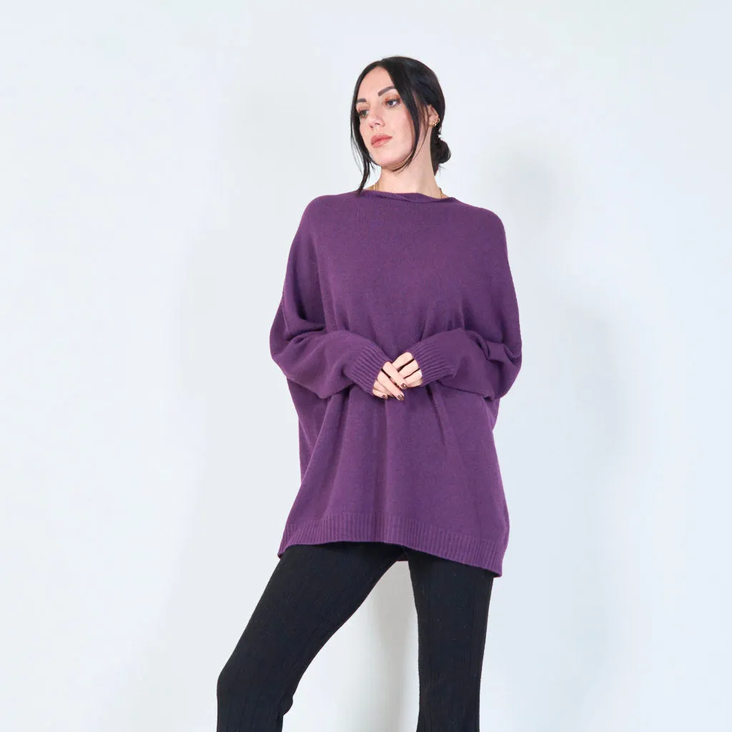 Oversized crew neck knit sweater wholesale