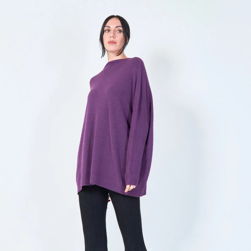 Oversized crew neck knit sweater wholesale