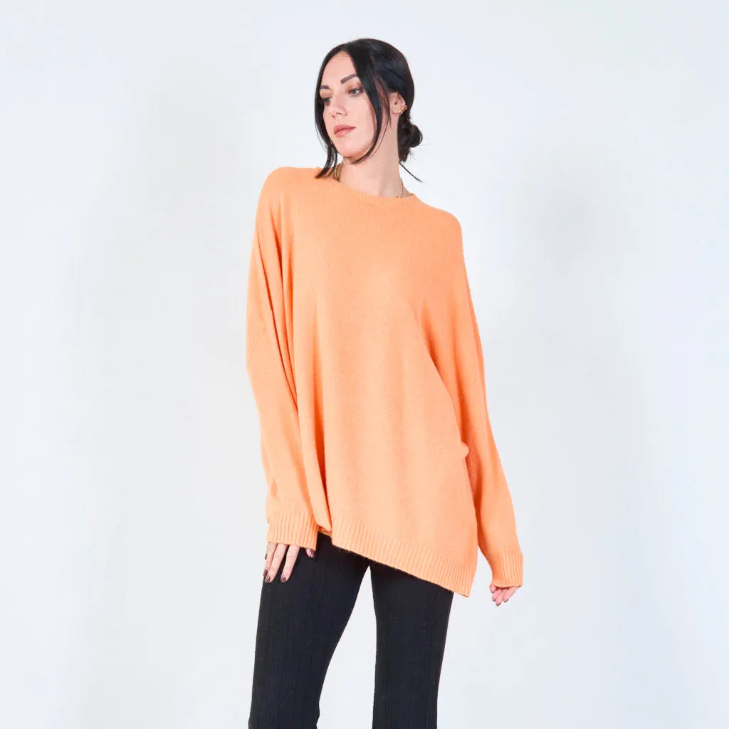 Oversized crew neck knit sweater wholesale