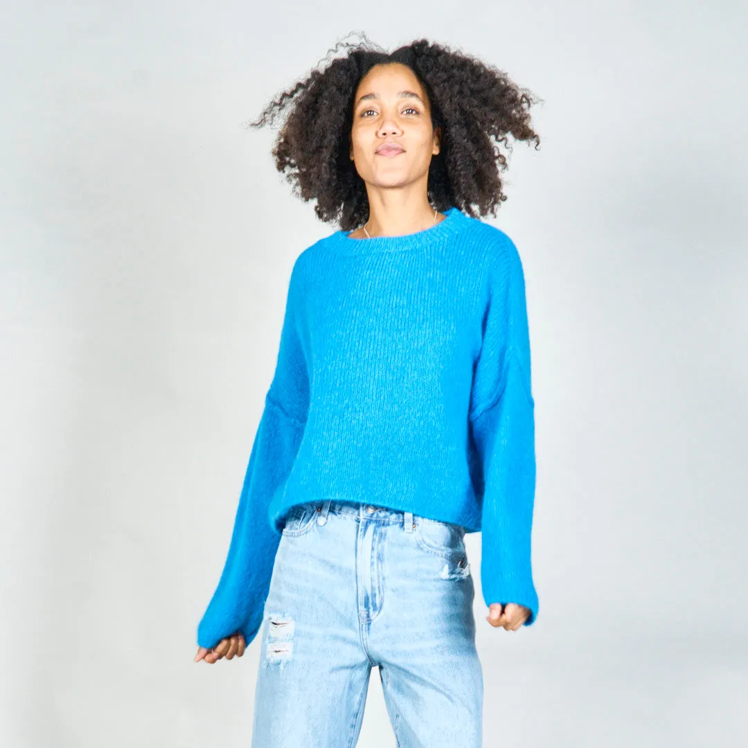 Oversized knit sweater with crew neckline wholesale