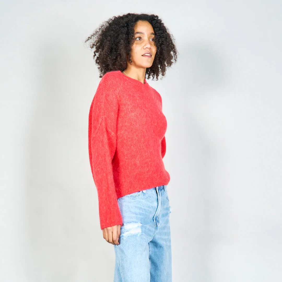 Oversized knit sweater with crew neckline wholesale