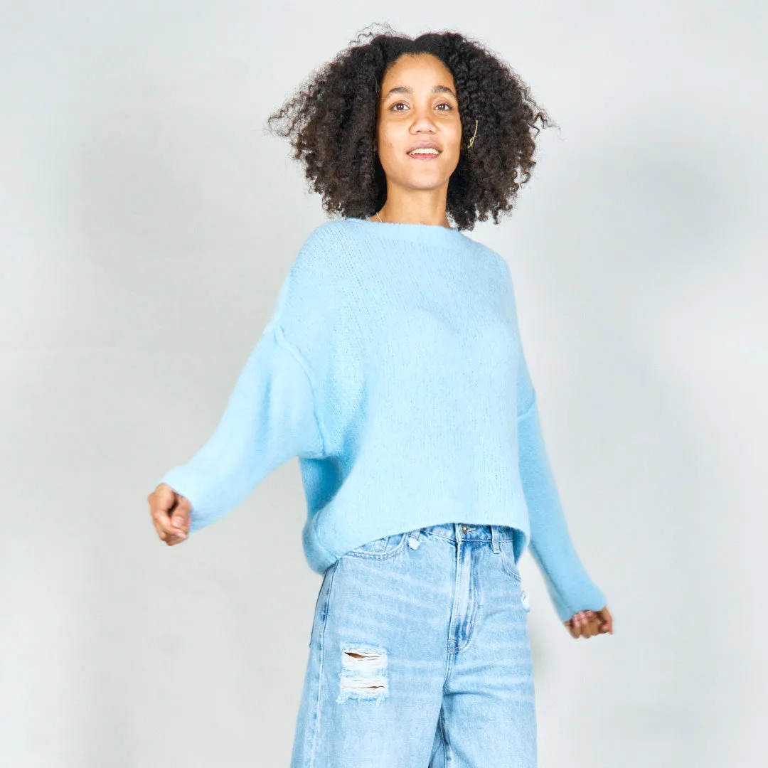 Oversized knit sweater with crew neckline wholesale