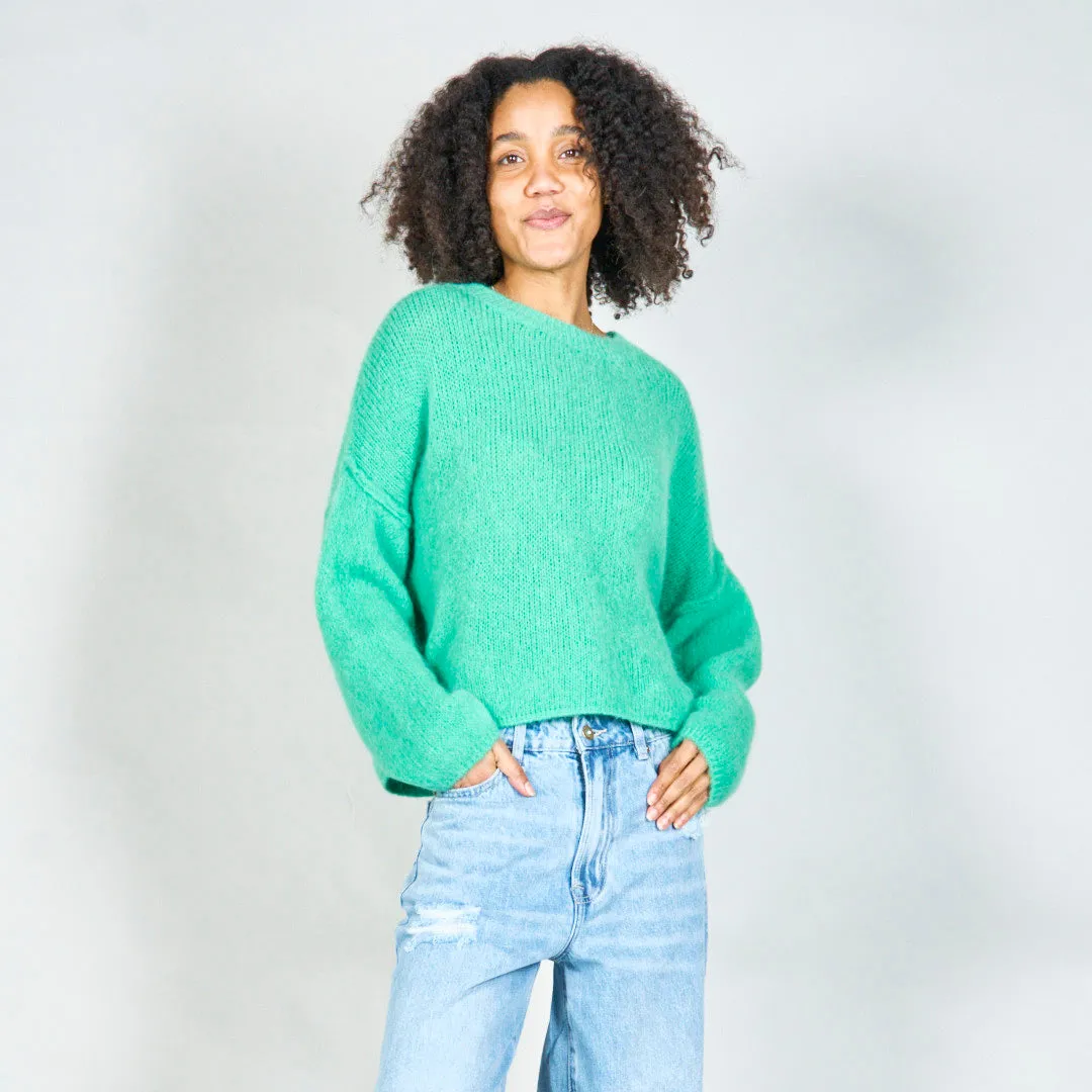 Oversized knit sweater with crew neckline wholesale