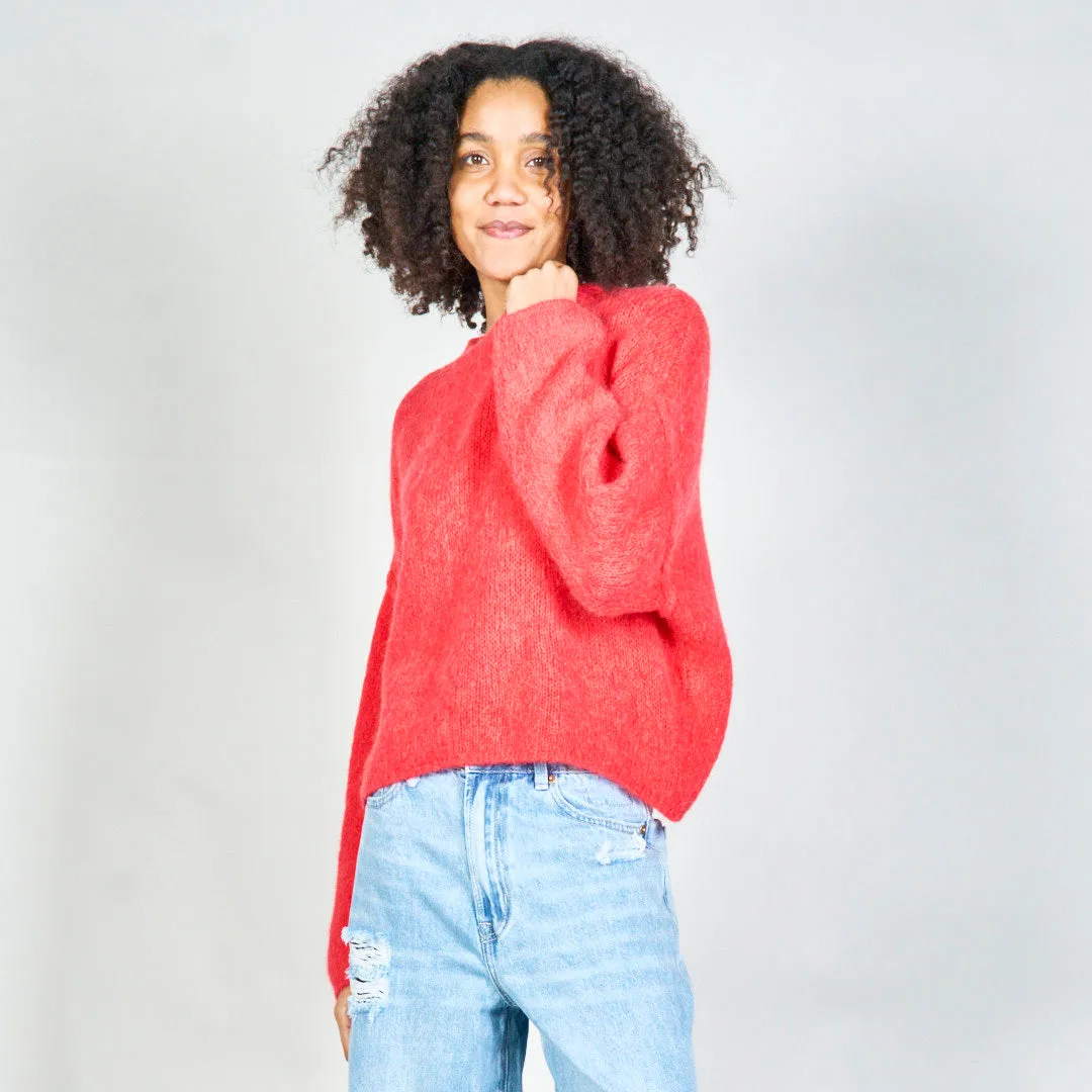 Oversized knit sweater with crew neckline wholesale