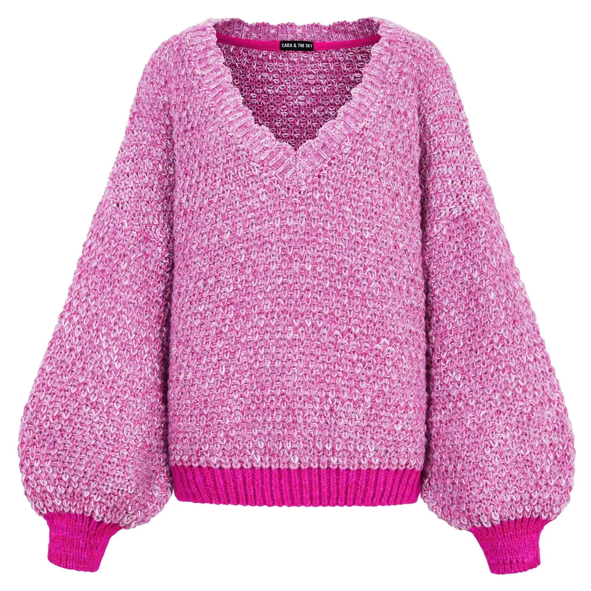 Pink Zohar Twist Oversized v Neck Jumper