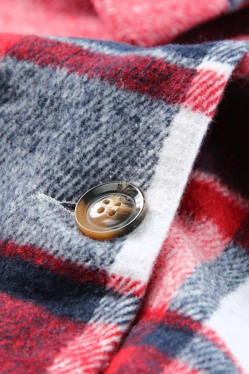 Plaid Hooded Button Down Shacket