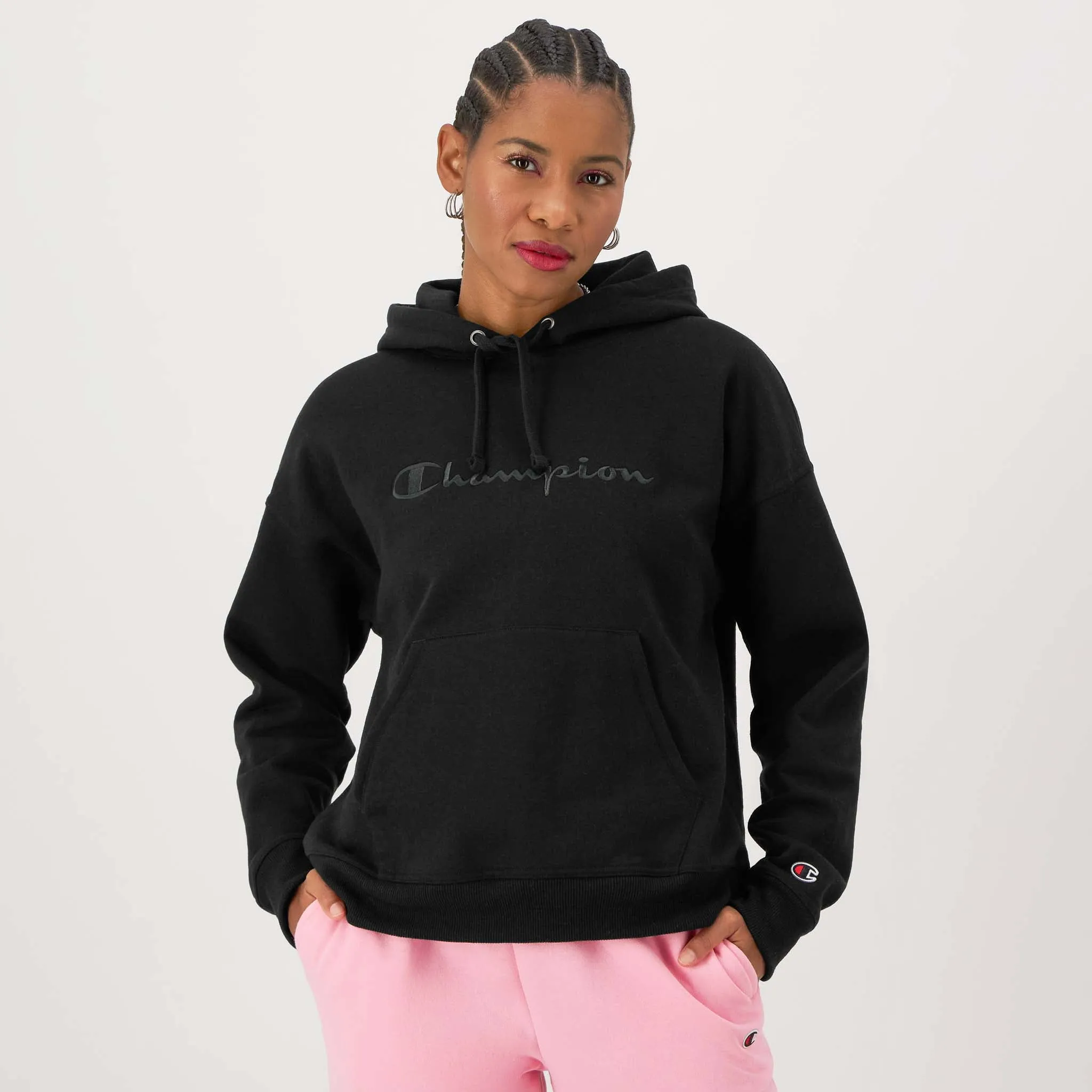 Powerblend Hoodie, Relaxed, Full Embroidered Script Logo