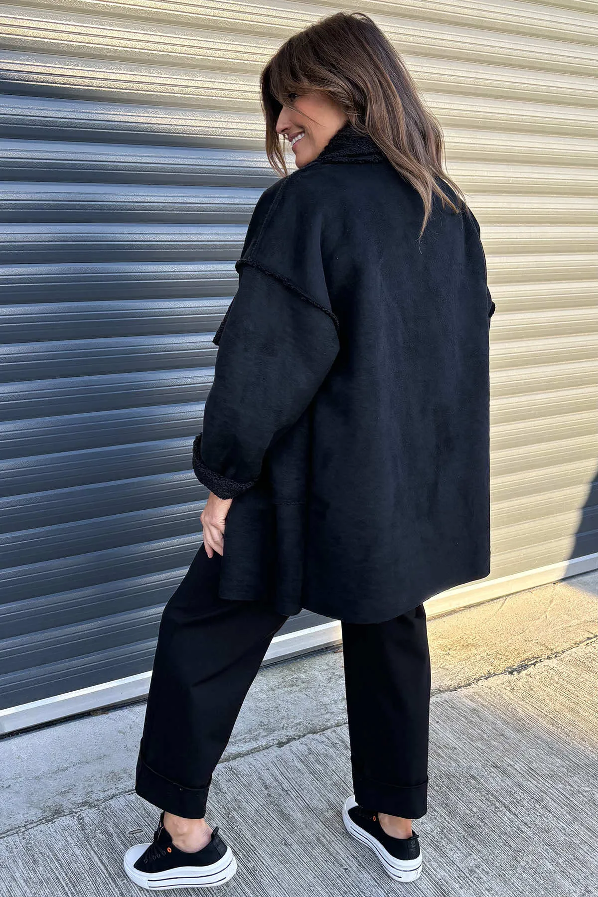 Saira Drape Front Jacket Black