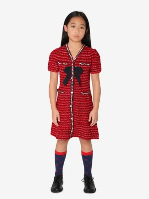 Self Portrait Girls Knitted Mini Dress in Red