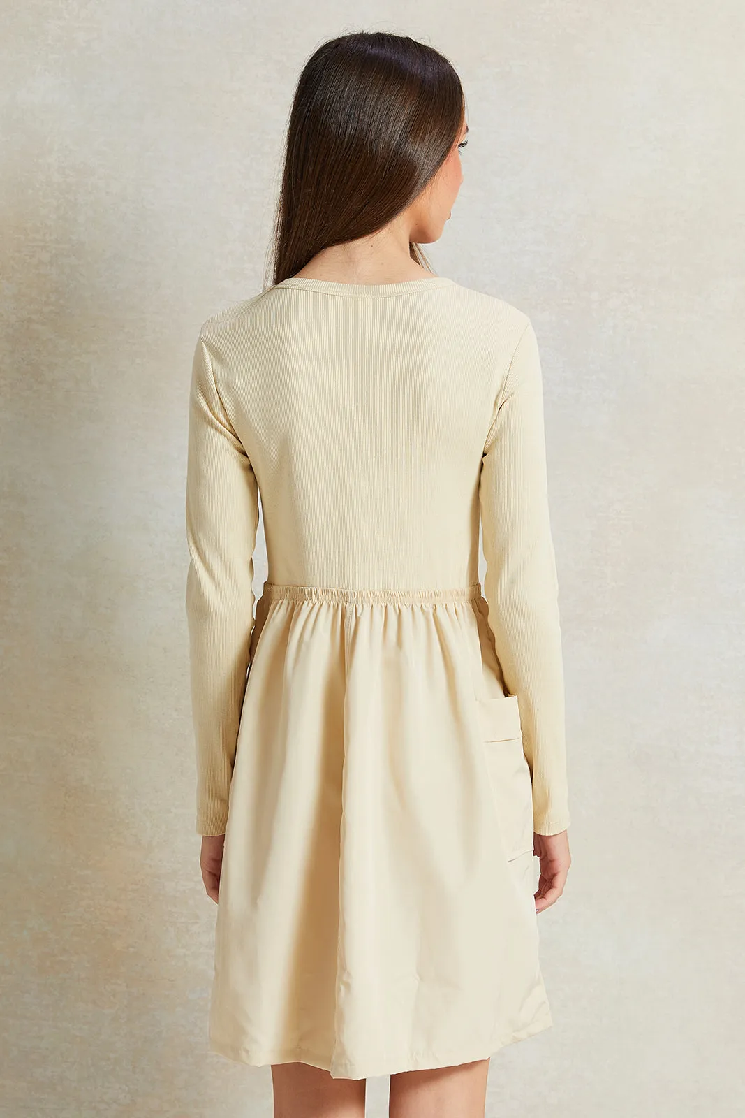 Senior Girls Beige knitted dress