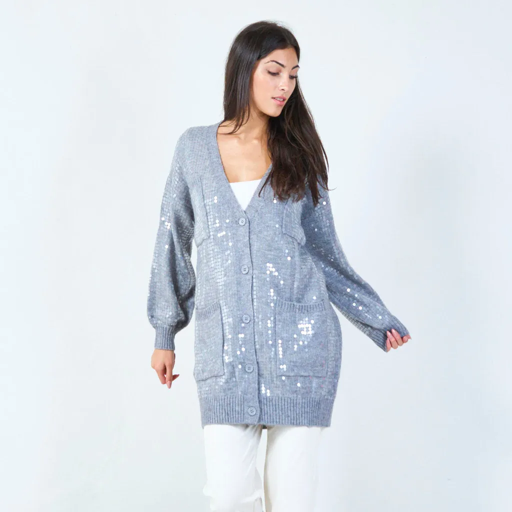 Sequin embellished pocket cardigan wholesale