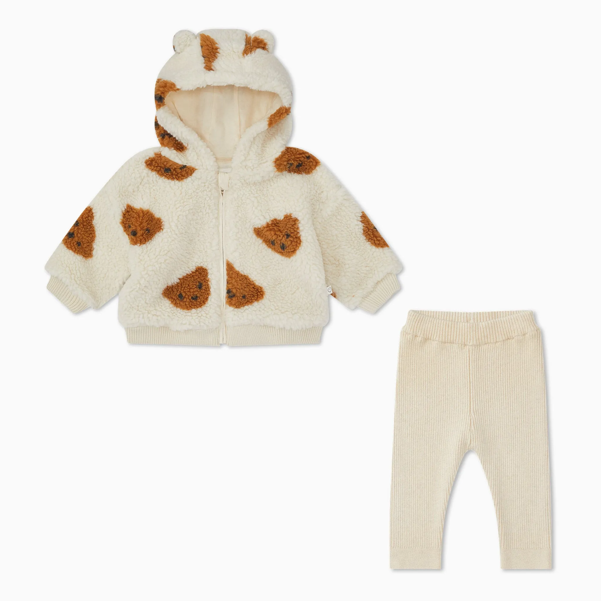 Teddy Bear Jacket & Knitted Leggings Outfit