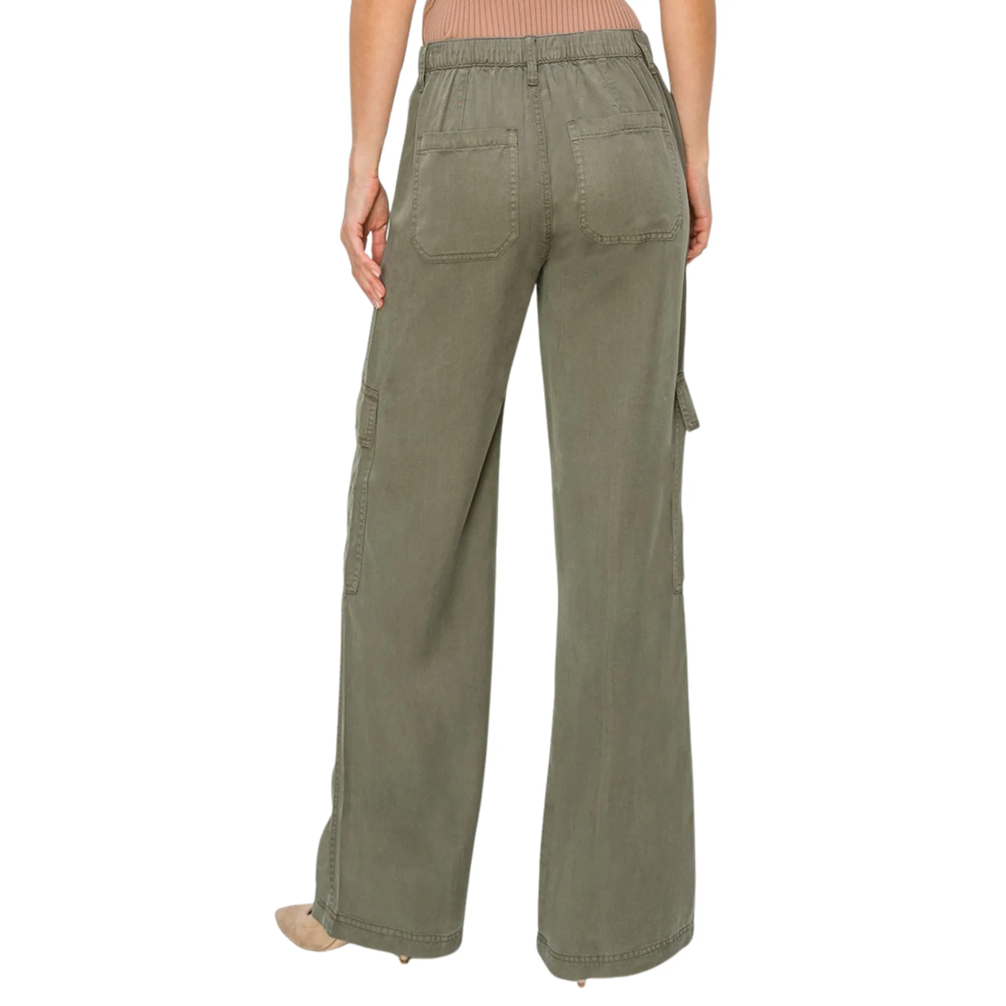 Tencel Wide Leg Cargo Pants