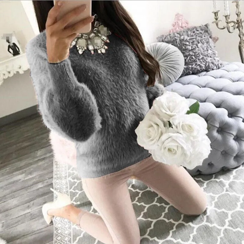 VenusFox Soft Knitted Fleece Warm Elegant Sweater Pullovers Top