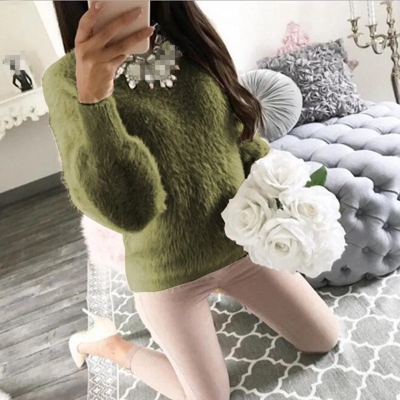 VenusFox Soft Knitted Fleece Warm Elegant Sweater Pullovers Top