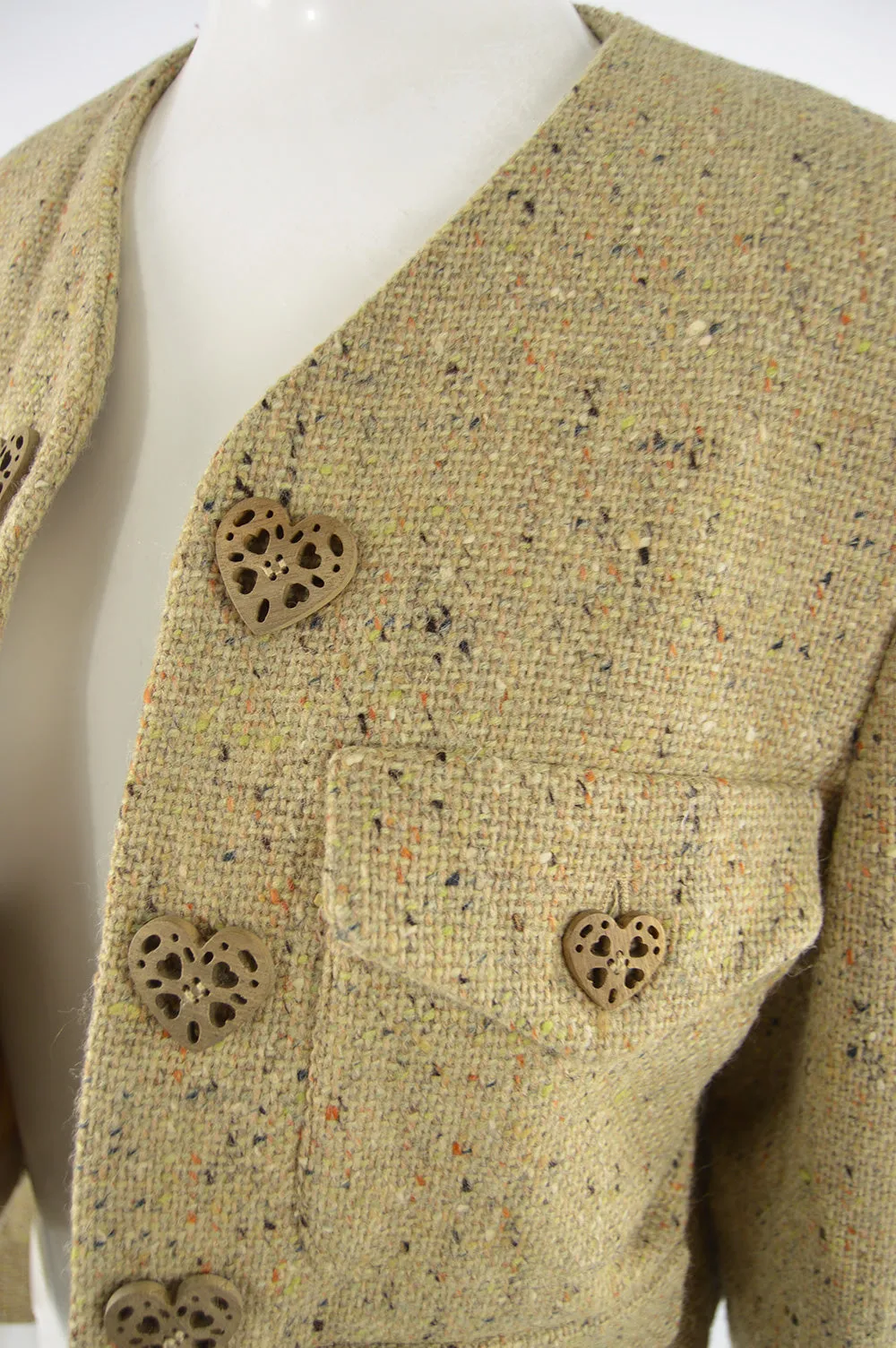 Vintage Women's Love Heart Button Tweed Jacket, 1990s