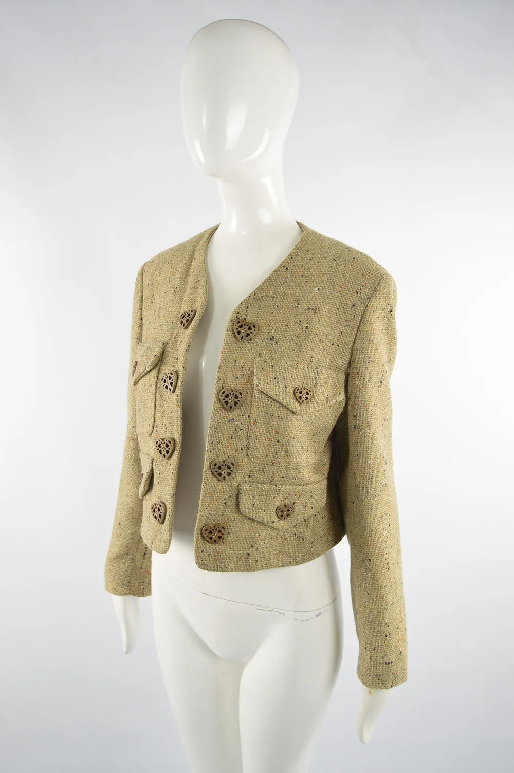 Vintage Women's Love Heart Button Tweed Jacket, 1990s