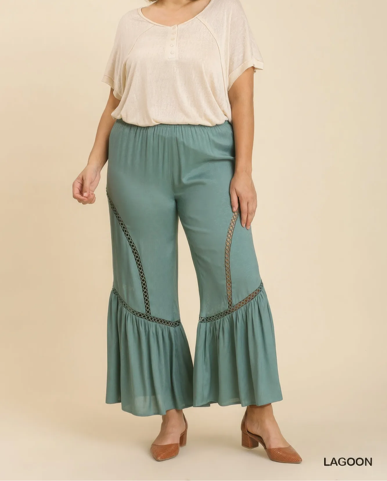 Wide Leg Lace Tape Pants