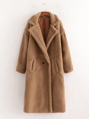 Winter Teddy Bear Coat | Double Breasted Faux Fur Coat