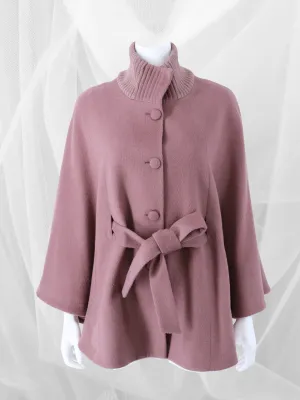 Women's Baby Alpaca Belted CLARA Cape - Mauve