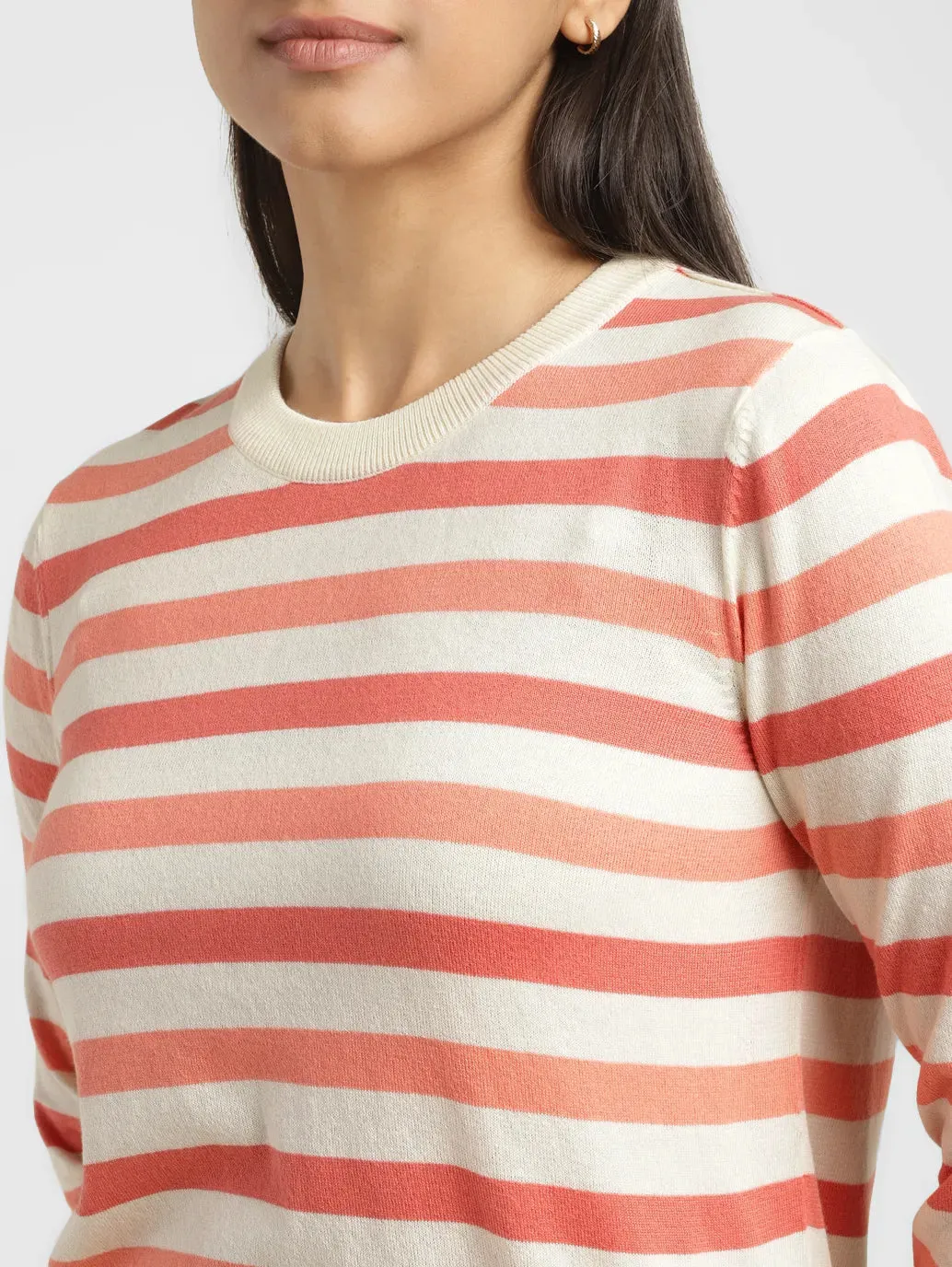 Women's Striped Crew Neck Pullover